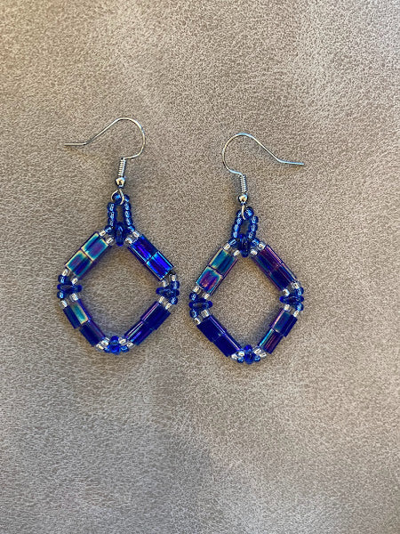 Colbalt Blue Transparent Tile Earrings