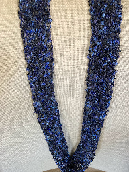 Blue Infinity Scarf Single or Double Wrap Infinity